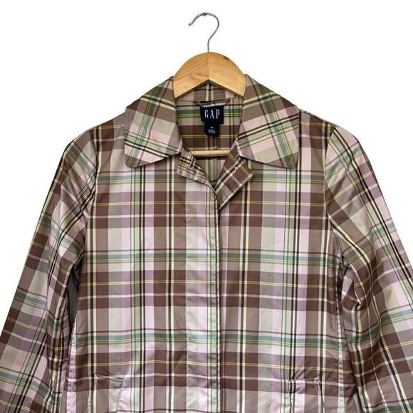 Gap plaid long trench water resistant raincoat - Picture 8 of 12